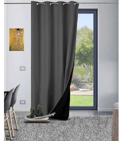 Rideau thermique aspect velours "Galena" - 140x260cm - Gris anthracite