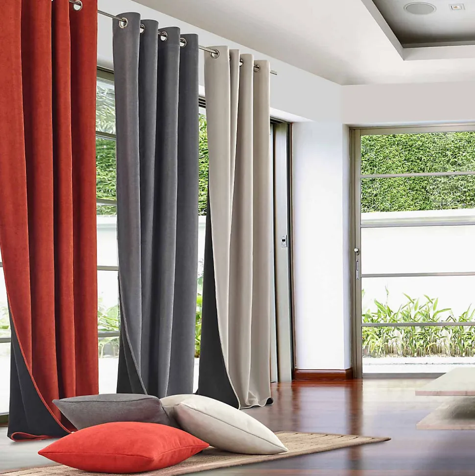 Rideau thermique aspect velours "Galena" - 140x260cm - Gris anthracite