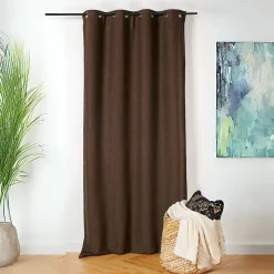Rideau thermique au style bouclette (140x260 cm - Marron chocolat)