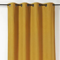 Rideau thermique au style bouclette (140x260 cm - Jaune moutarde)
