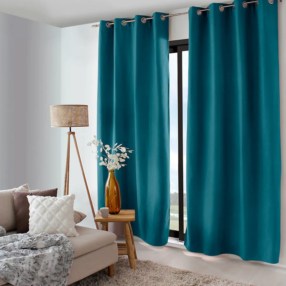 Rideau thermique doublé (135x240 cm - Bleu Canard)