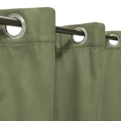 Rideau thermique DYLREV 140x240 cm suédine polyester doublé polaire opaque, œillets intégrés, vert.