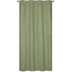 Rideau thermique DYLREV 140x240 cm suédine polyester doublé polaire opaque, œillets intégrés, vert.