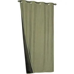 Rideau thermique DYLREV 140x240 cm suédine polyester doublé polaire opaque, œillets intégrés, vert.