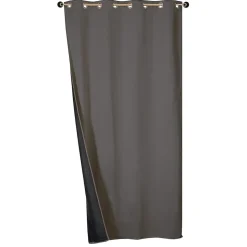 Rideau Thermique effet brossé avec doublure polaire 140x240cm, prêt a poser à œillets, Anthracite.