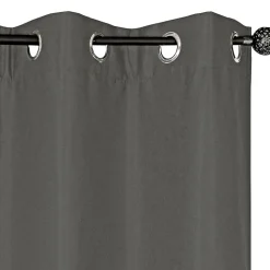 Rideau Thermique effet brossé avec doublure polaire 140x240cm, prêt a poser à œillets, Anthracite.
