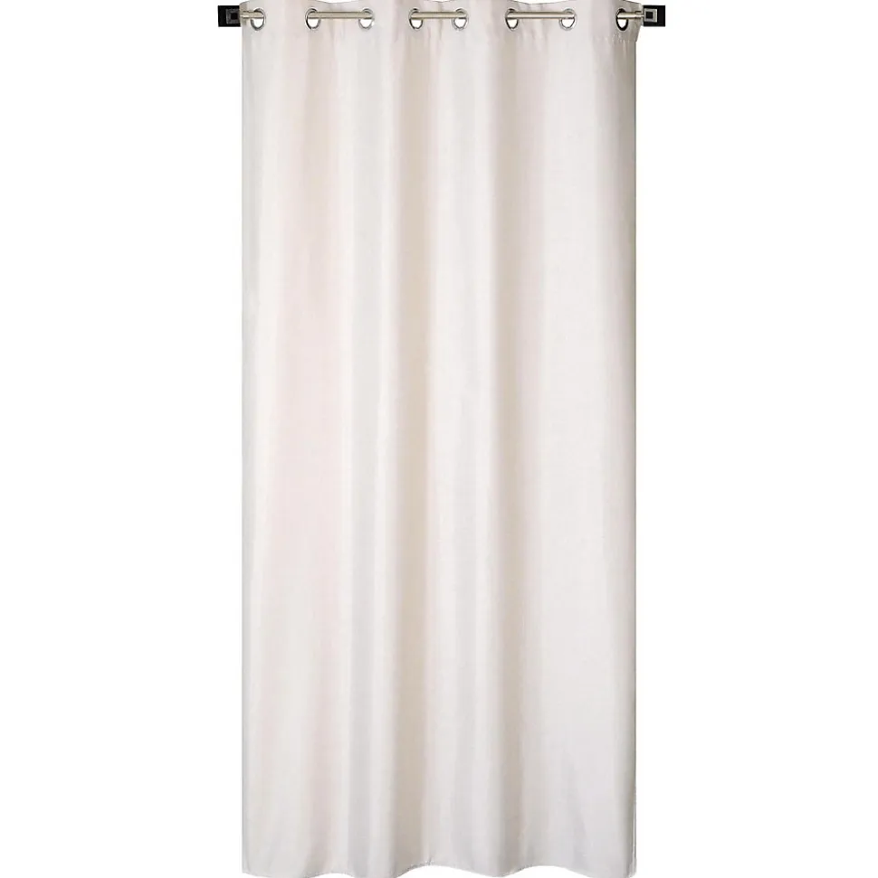 Rideau Thermique effet Lin chiné doublé polaire ton sur ton à œillets 135x240cm prêt a poser, gris