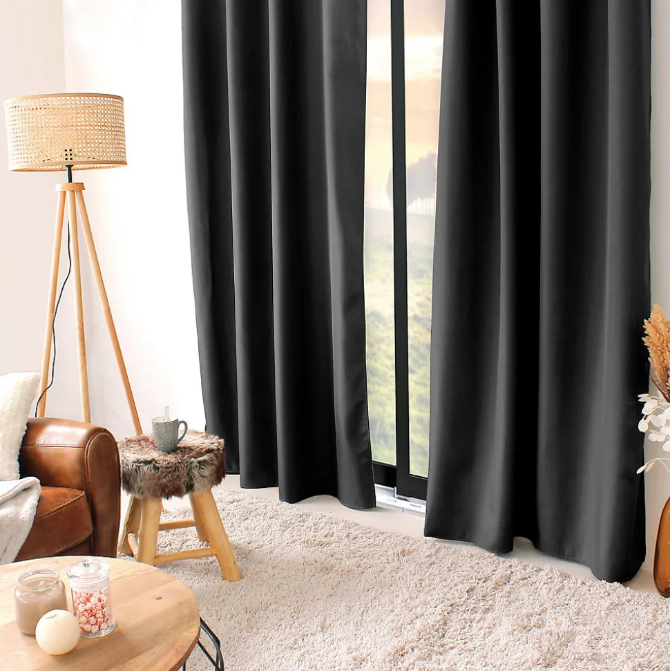 Rideau thermique en microfibre doublée (135x240 cm - Gris Foncé)