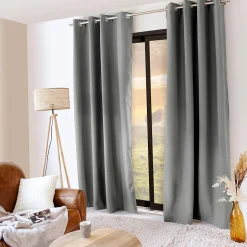 Rideau thermique en microfibre doublée (135x240 cm - Gris clair)