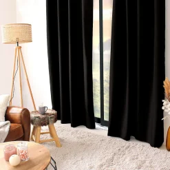 Rideau thermique en microfibre doublée (135x240 cm - Noir)