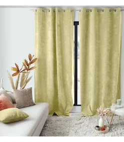 Rideau thermique en velours tramé "Velvet" - 140x260cm - Vert tilleul
