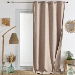 Rideau thermique et occultant double face aspect doudou (140x260 cm - Lin)