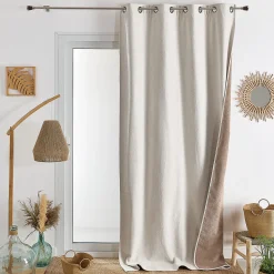 Rideau thermique et occultant double face aspect doudou (140x260 cm - Ecru)
