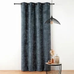 Rideau thermique et phonique velours chenille (135x260 cm - Bleu)
