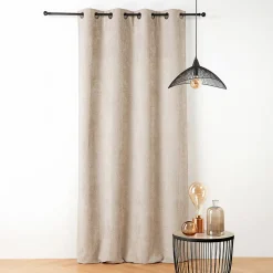 Rideau thermique et phonique velours chenille (135x260 cm - Blanc cassé)