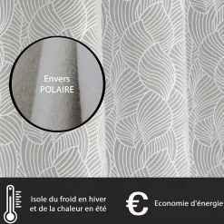 Rideau Thermique Fantaisie à œillets 135x240cm, prêt à Poser Gris.
