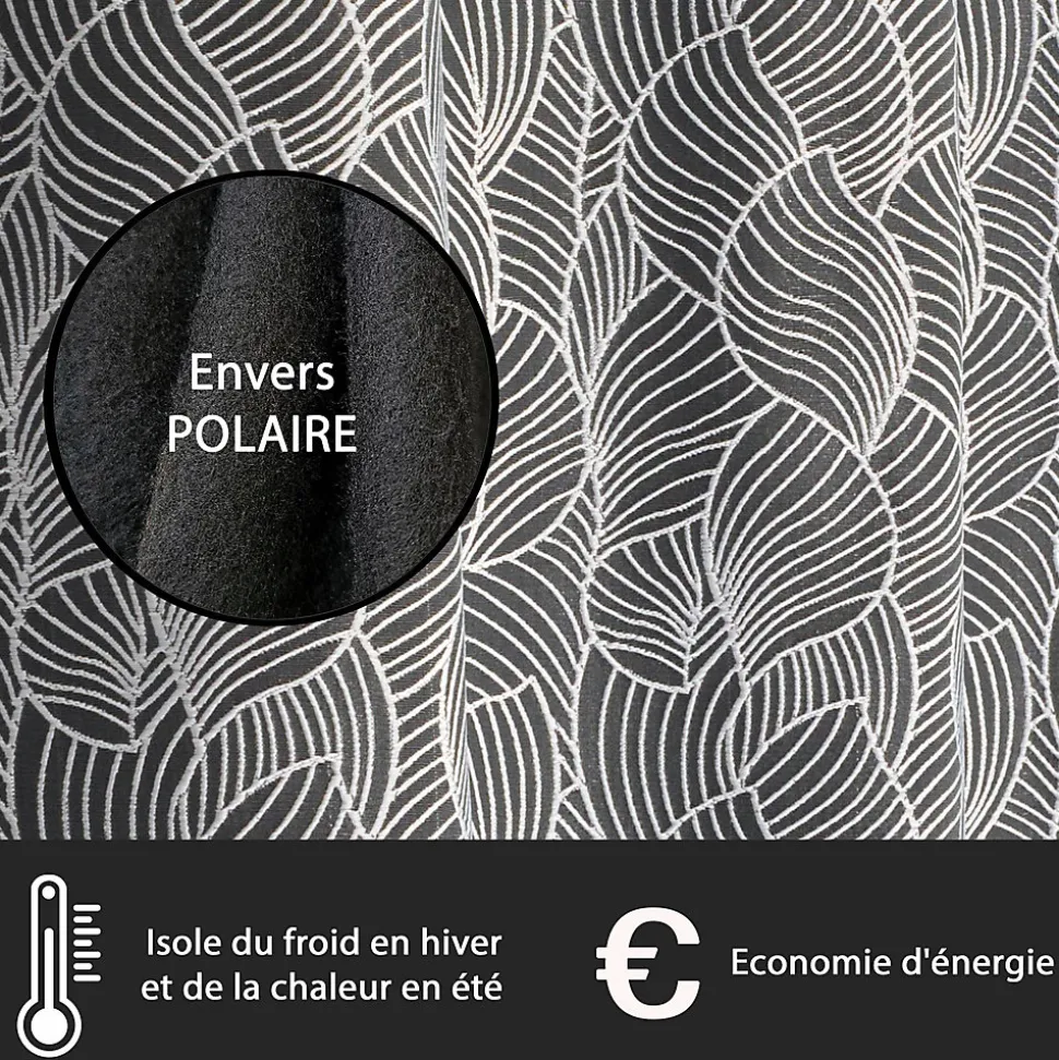 Rideau Thermique Fantaisie à œillets 135x240cm, prêt à Poser Anthracite.