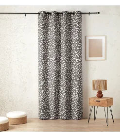 Rideau thermique obscurcissant et phonique "bouleau" 140 x 240 cm motif tacheté - 140x240cm - Gris anthracite