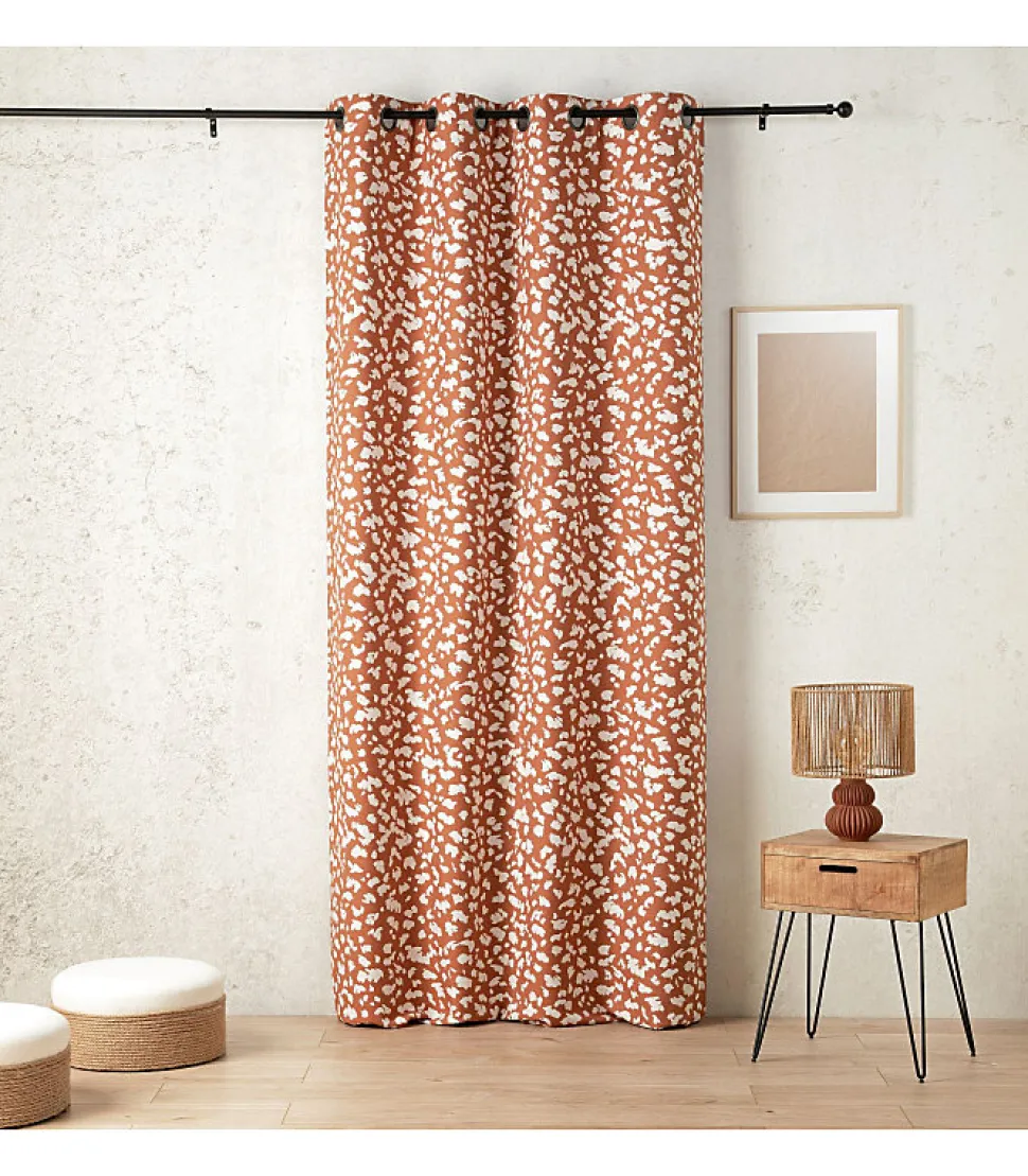 Rideau thermique obscurcissant et phonique "bouleau" 140 x 240 cm motif tacheté - 140x240cm - Terre cuite