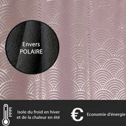 Rideau thermique occultant lilas motifs arc-en-ciel 140x240 cm à œillets, prêt à poser