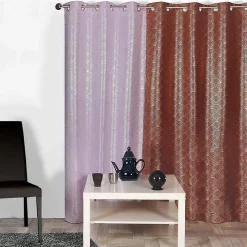 Rideau Thermique Occultant Bordeaux à Motifs Arc-en-Ciel 140x240cm