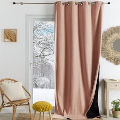 Rideau thermique phonique et semi occultant KONFOR (140x180 cm - Rose)