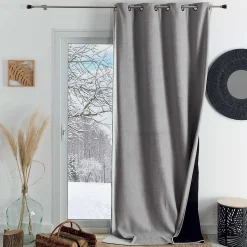 Rideau thermique phonique et semi occultant KONFOR (140x260 cm - Gris Perle)