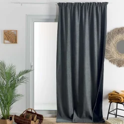 Rideau thermique phonique et semi occultant à galons fronceurs KONFOR (140x260 cm - Gris anthracite)