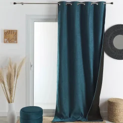 Rideau thermique phonique et semi occultant KONFOR (140x180 cm - Bleu Paon)