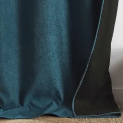 Rideau thermique phonique et semi occultant KONFOR (140x180 cm - Bleu Paon)
