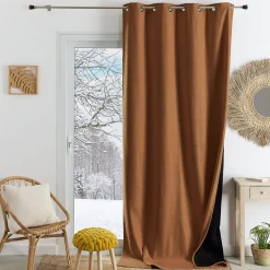Rideau thermique phonique et semi occultant KONFOR (140x260 cm - Marron Clair)