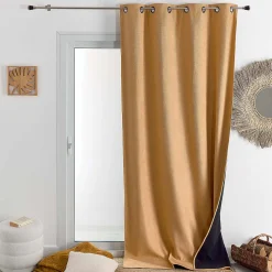Rideau thermique phonique et semi occultant KONFOR (140x180 cm - Jaune Ocre)