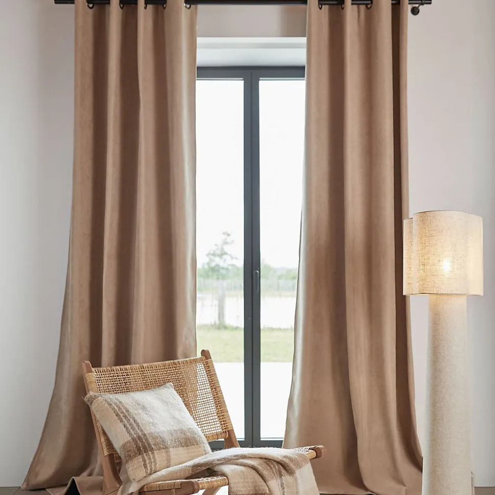 Rideau thermique phonique et semi occultant KONFOR (140x300 cm - Beige)