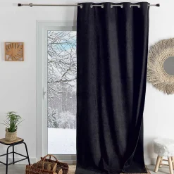 Rideau thermique phonique et semi occultant KONFOR (140x260 cm - Noir)