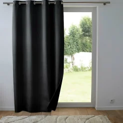 Rideau thermique phonique 140 x 260 cm 100% occultant/velours relief shadow Noir