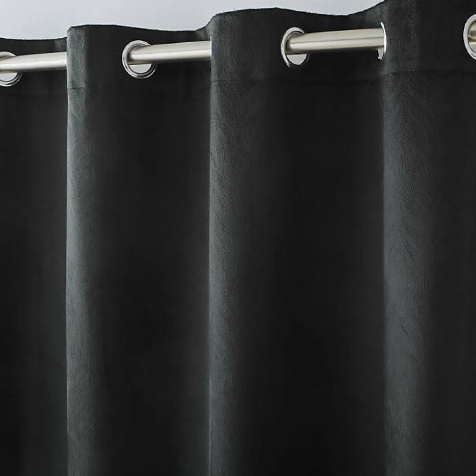 Rideau thermique phonique 140 x 260 cm 100% occultant/velours relief shadow Noir