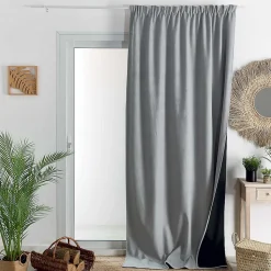 Rideau thermique phonique et semi occultant à galons fronceurs KONFOR (140x260 cm - Gris Perle)