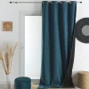 Rideau thermique phonique et semi occultant KONFOR (140x260 cm - Bleu Paon)