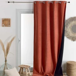 Rideau thermique phonique et semi occultant KONFOR (140x180 cm - Terracotta)