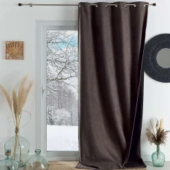 Rideau thermique phonique et semi occultant KONFOR (140x260 cm - Taupe)
