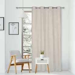 Rideau Thermique suédine doublé polaire 140x240cm, Prêt a Poser, Beige