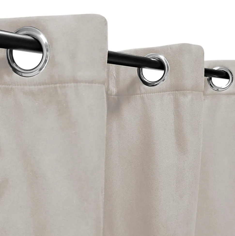 Rideau Thermique suédine doublé Polaire 140x180cm, Prêt à Poser Spécial petite hauteur, Beige