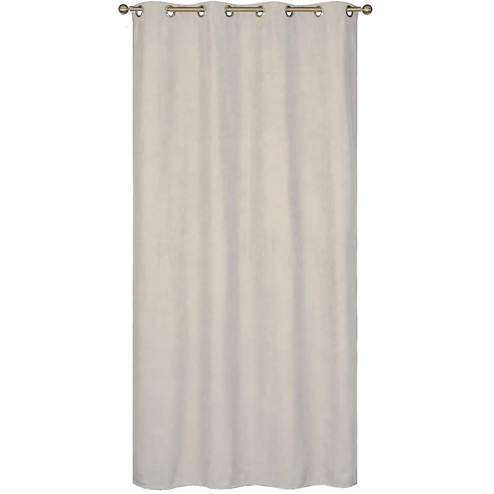 Rideau Thermique suédine doublé Polaire 140x180cm, Prêt à Poser Spécial petite hauteur, Beige