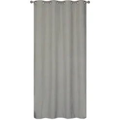 Rideau Thermique suédine doublé Polaire 140x280cm, Prêt à Poser Spécial grande hauteur, Gris