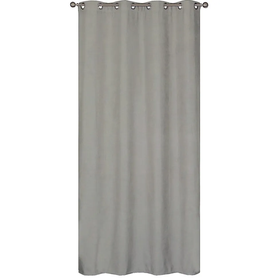 Rideau Thermique suédine doublé Polaire 140x280cm, Prêt à Poser Spécial grande hauteur, Gris