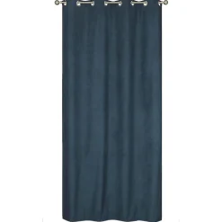 Rideau Thermique suédine doublé Polaire 140x180cm, Prêt à Poser Spécial petite hauteur, Bleu pétrole