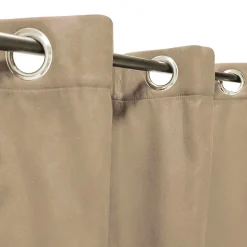 Rideau Thermique suédine doublé polaire 140x240cm, Prêt a Poser, Taupe