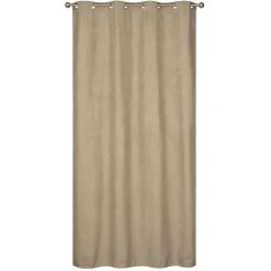 Rideau Thermique suédine doublé polaire 140x240cm, Prêt a Poser, Taupe
