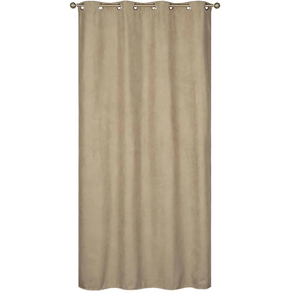 Rideau Thermique suédine doublé polaire 140x240cm, Prêt a Poser, Taupe