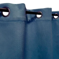 Rideau Thermique Velours frappé doublé polaire à œillets 140x240cm prêt a poser, Bleu Indigo